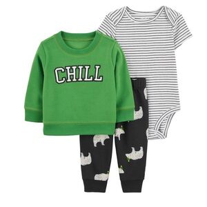 Chill Green and Black Baby Outfit Set